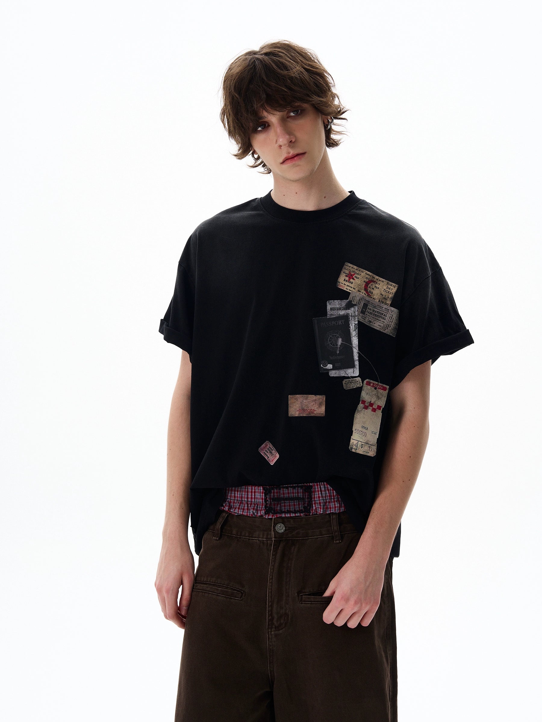 Retro Mottled Label Print Tee