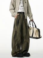Retro Washed Wrinkled Loose Cargo Pants