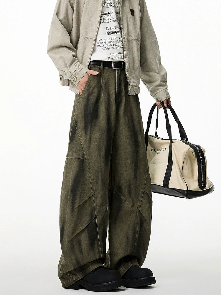 Retro Washed Wrinkled Loose Cargo Pants