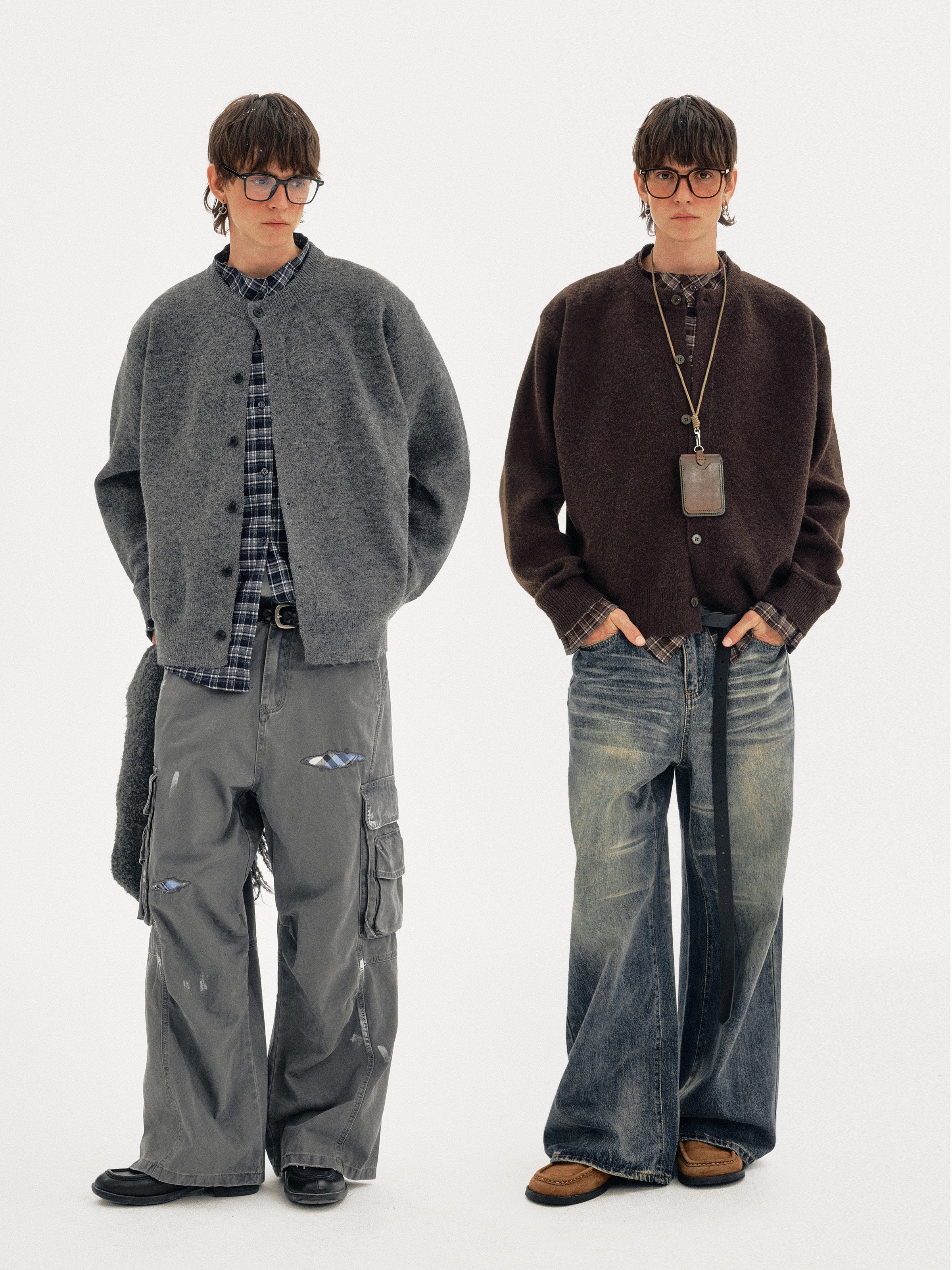 Old Money Spliced Plaid Cardigan