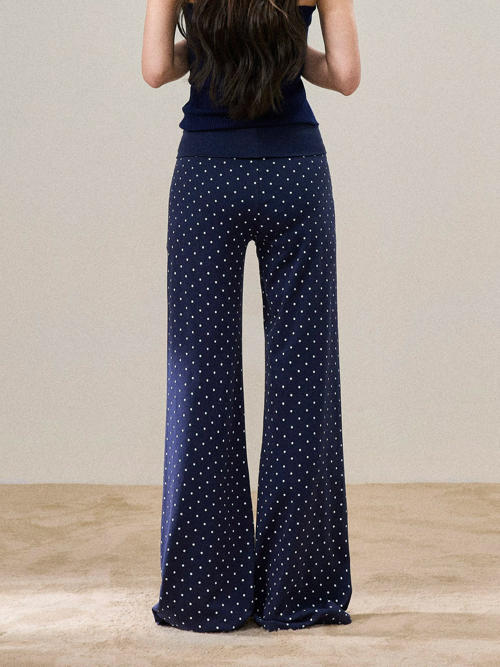 Polka Dot Low-Rise Wide-Leg Pants