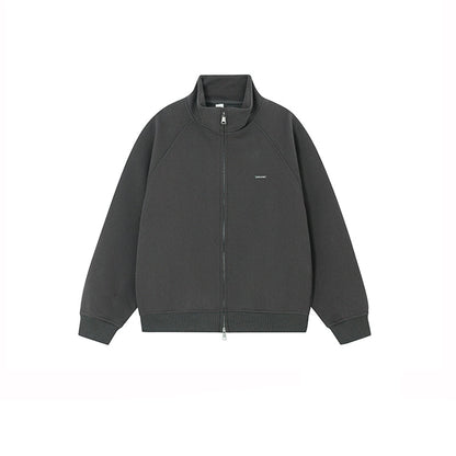 Stand Collar Zip Up Casual Cardigan