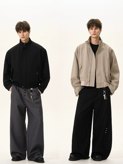 Twill Boxy Fit Stand Collar Jacket