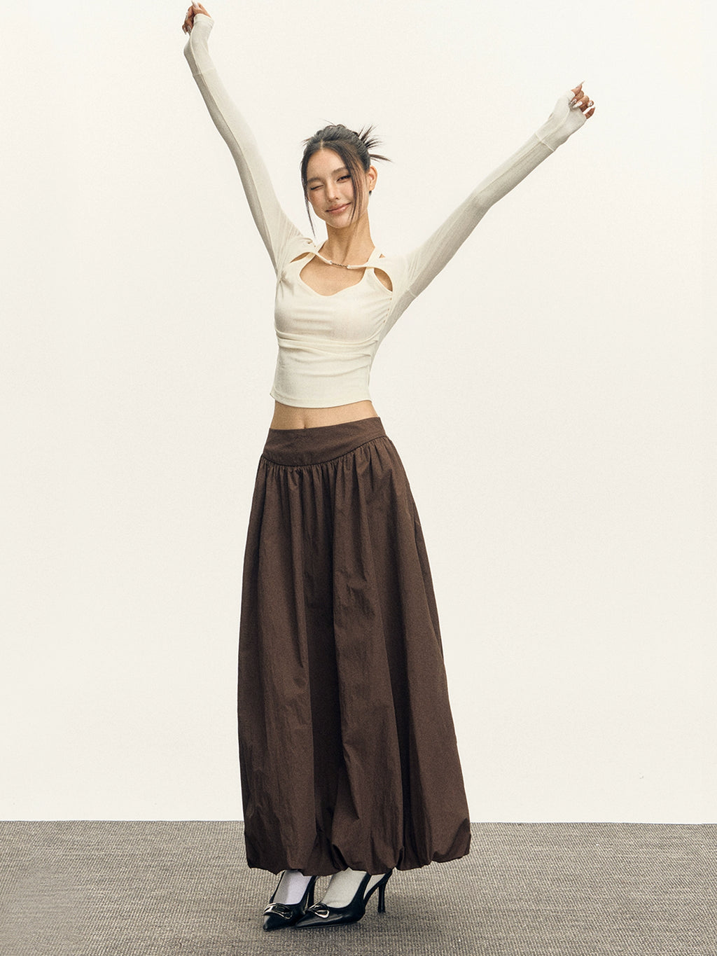 Retro Design Sense Strappy Long Sleeve Top