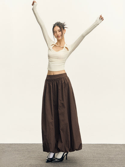 Retro Design Sense Strappy Long Sleeve Top