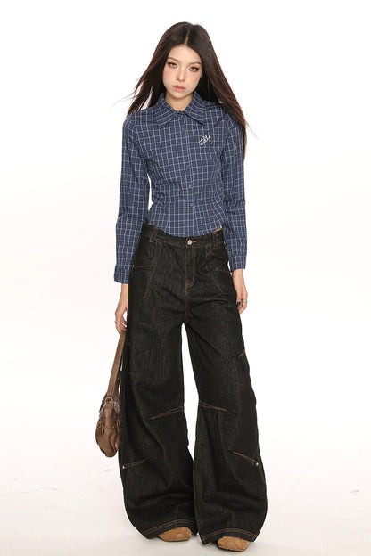 Retro Wide-Leg Casual Loose Fit Jeans