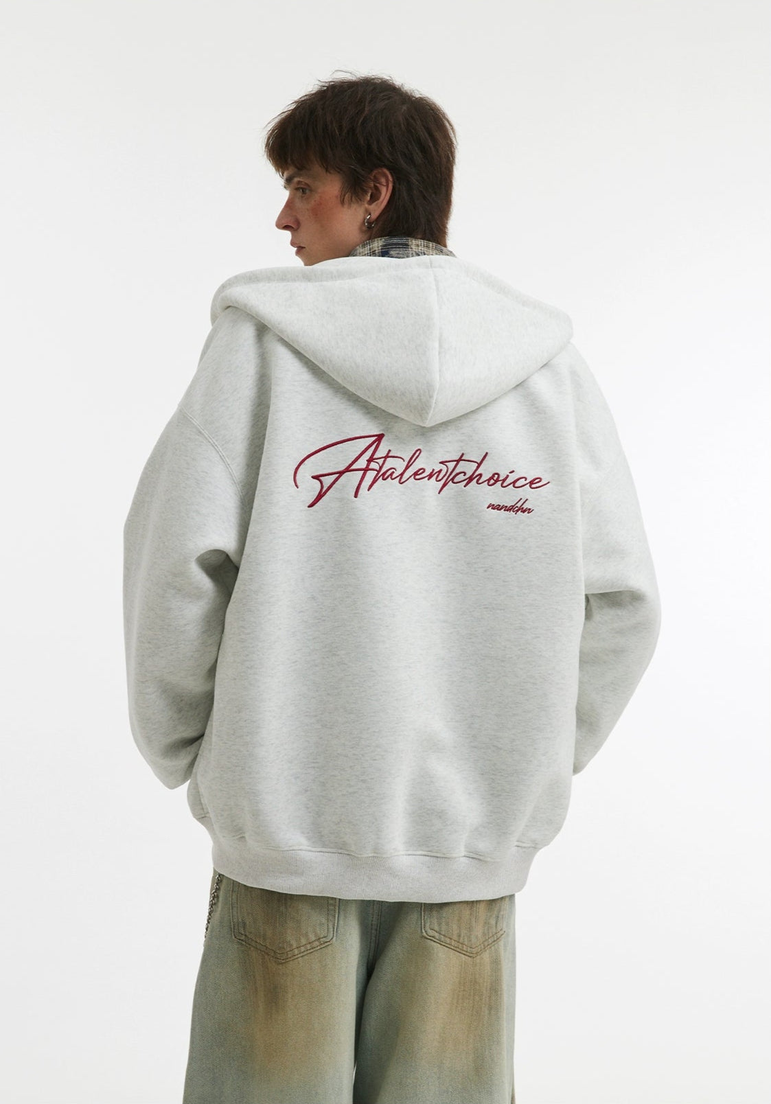 Unisex Soft Embroidered Double Zip Hoodie Jacket