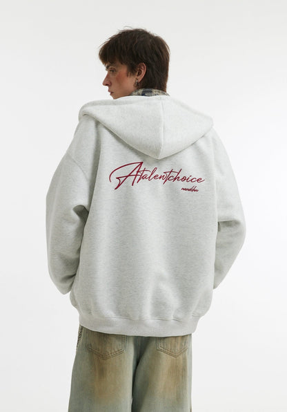 Unisex Soft Embroidered Double Zip Hoodie Jacket