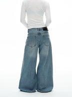 Vintage Washed Wide-Leg Flared Jeans