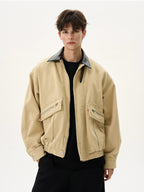 Cargo Bath Leather Collar Boxy Jacket