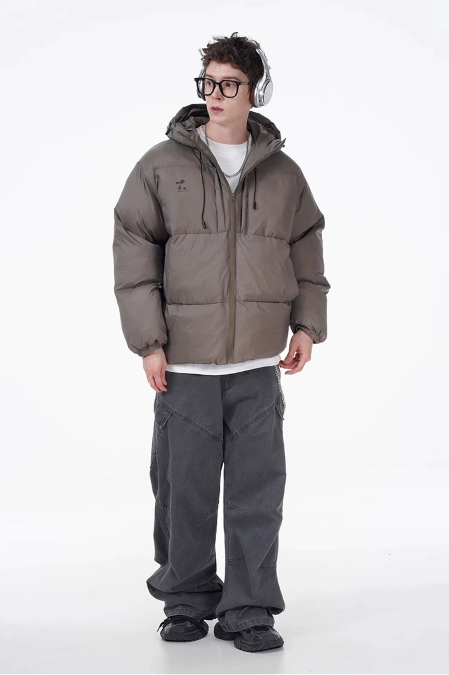 Padded Hoodie PU Puffer Jacket