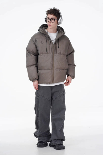 Padded Hoodie PU Puffer Jacket