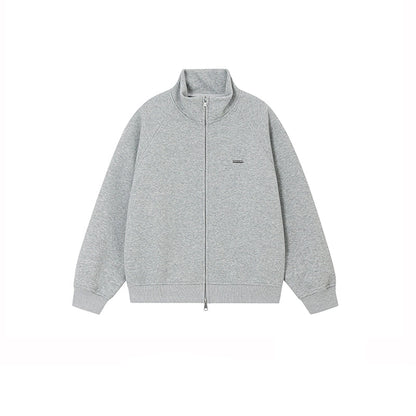 Stand Collar Zip Up Casual Cardigan