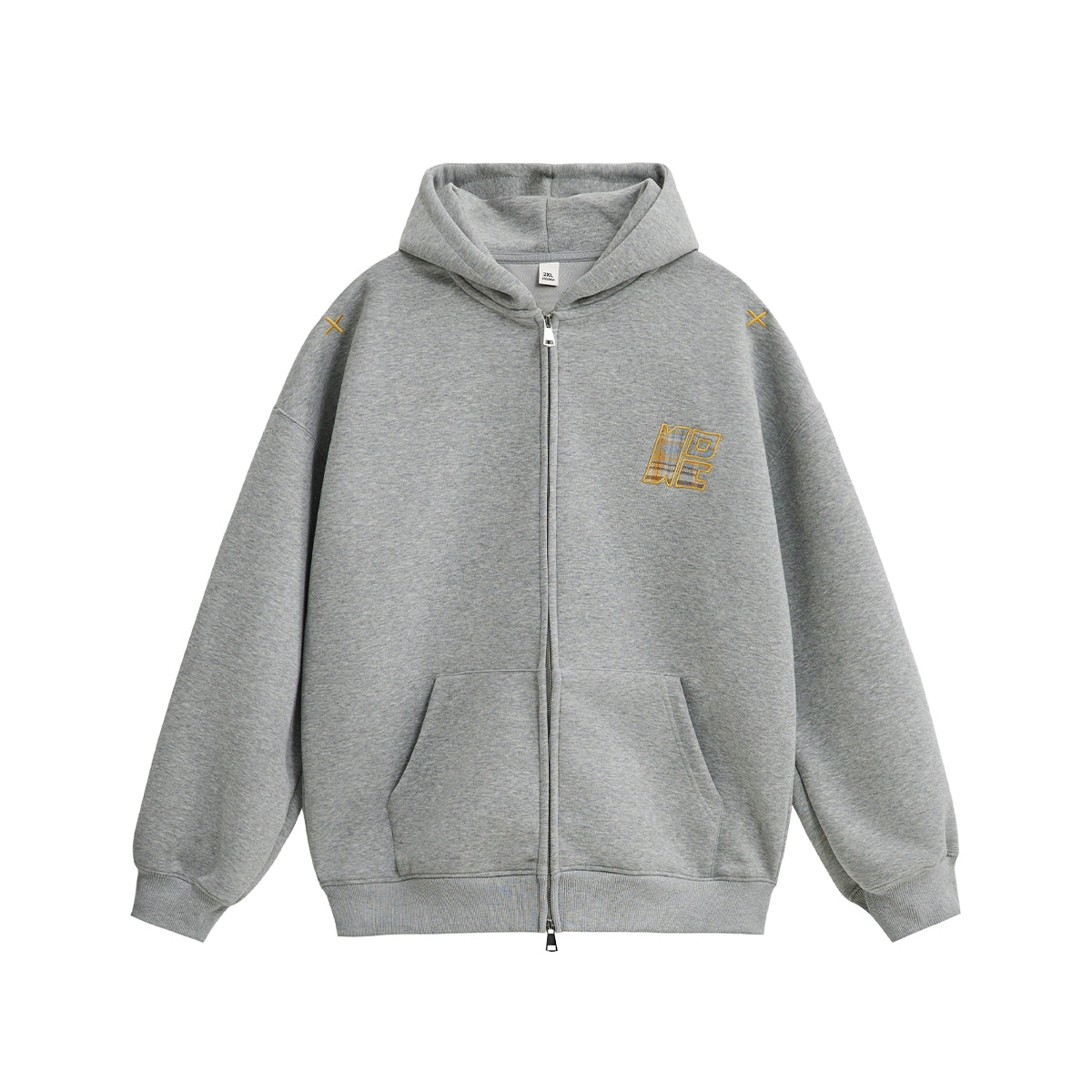 Embroidery Double Zipper Hoodie Jacket