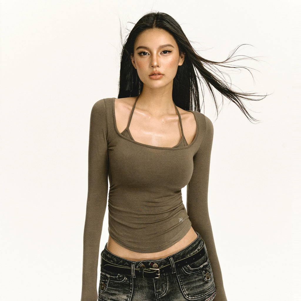 Two Long Sleeve Slim Fit Crop Top