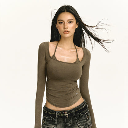 Two Long Sleeve Slim Fit Crop Top