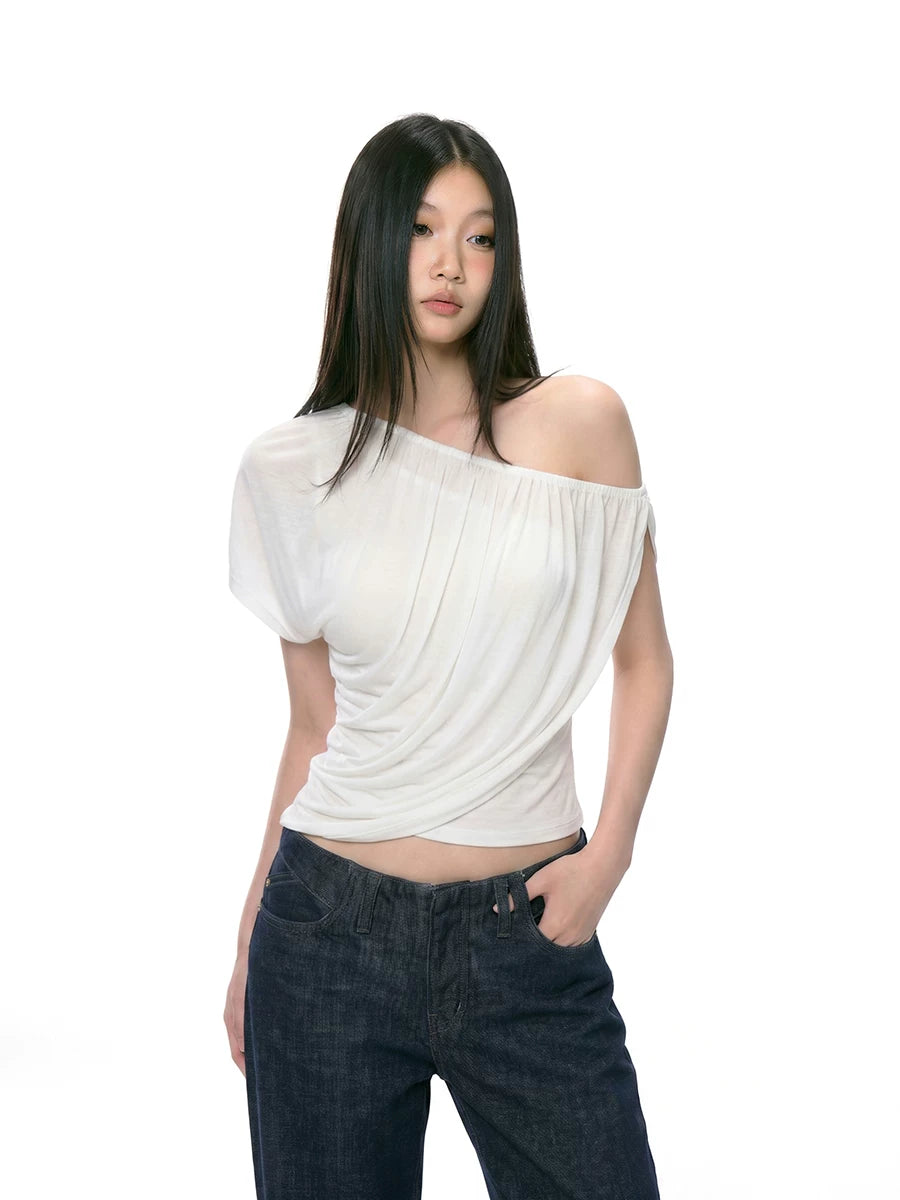 Draped Off-Shoulder Ruched Top