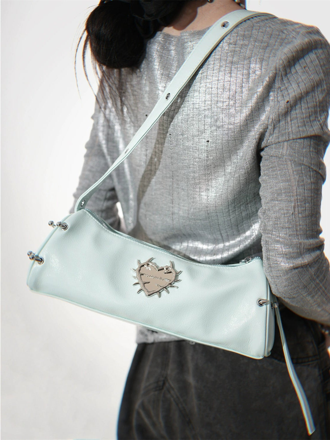Heart of Thorns Armpit Baguette Crossbody Bag