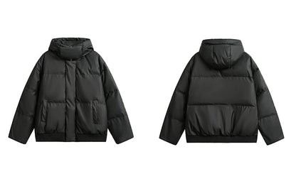 Thickened Solid Collar Hooded Puffer Jacket