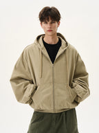 Silhouette Short Casual Boxy Washed Zip-Up Hoodie