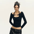 Retro Design Sense Strappy Long Sleeve Top