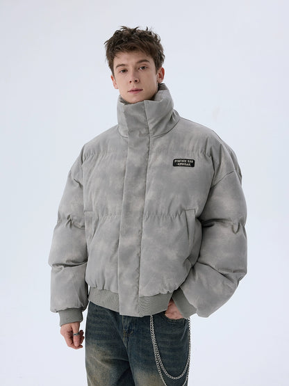 Tie-Dye Distressed Puffer Jacket