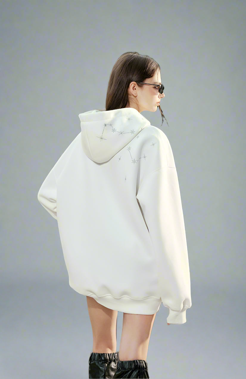 Star Embroidery Sweatshirt Fleece Hoodie Jacket