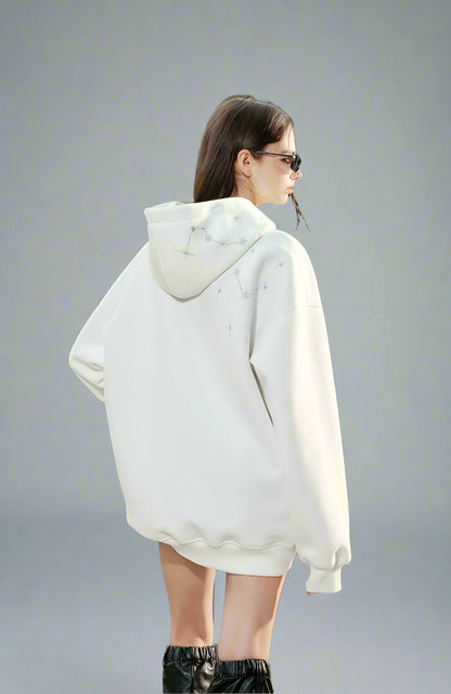 Star Embroidery Sweatshirt Fleece Hoodie Jacket