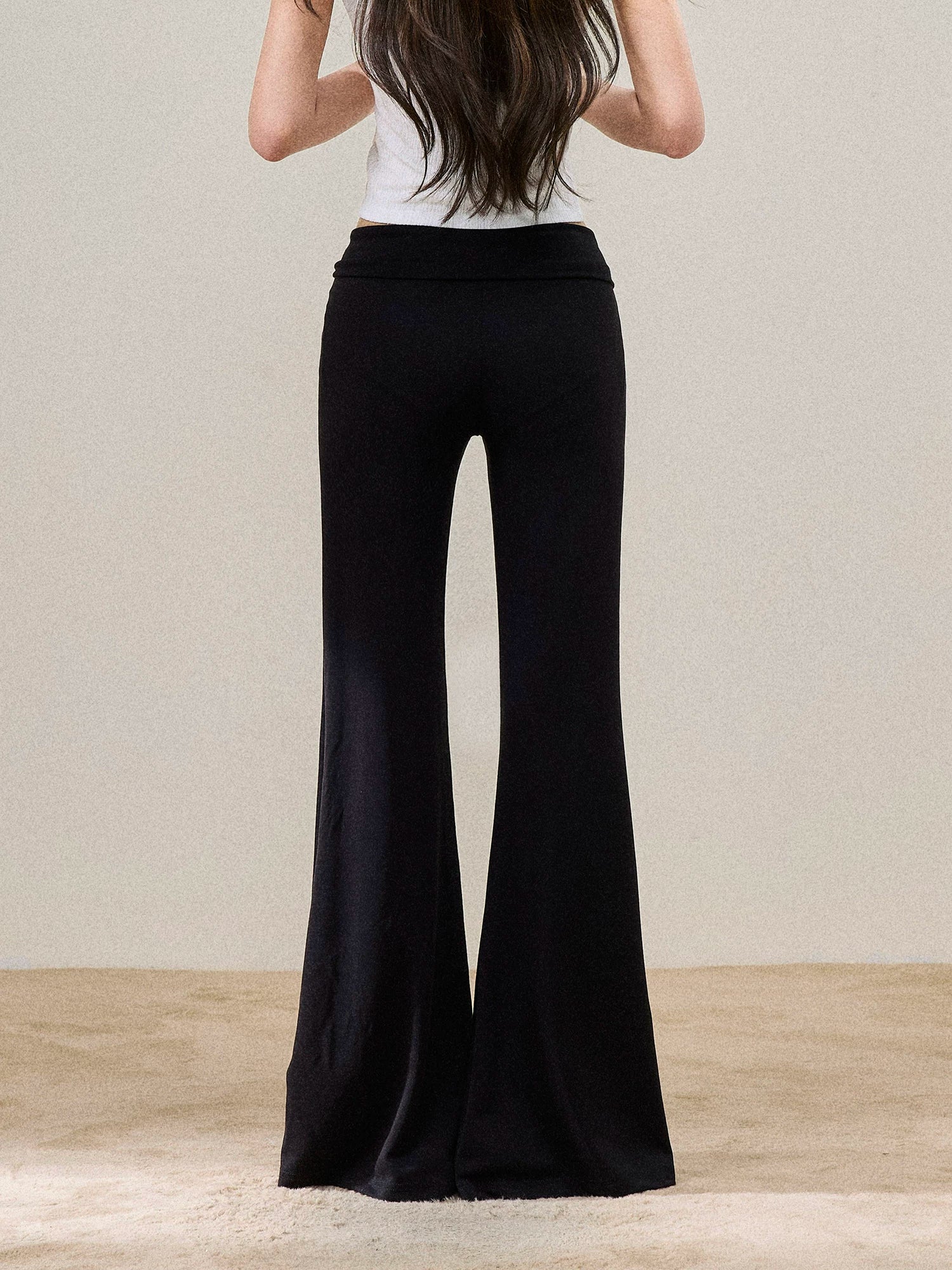 Low-Rise Flared Wide-Leg Pants