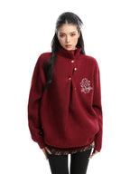 Cross Embroidery Turtleneck Sweater