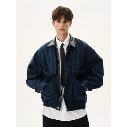 Cargo Bath Leather Collar Boxy Jacket