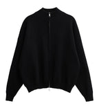 Retro Cardigan Zipper Sweater Half-Neck Knit Jacket