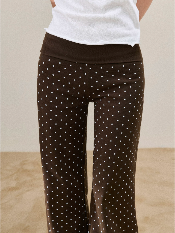 Polka Dot Low-Rise Wide-Leg Pants