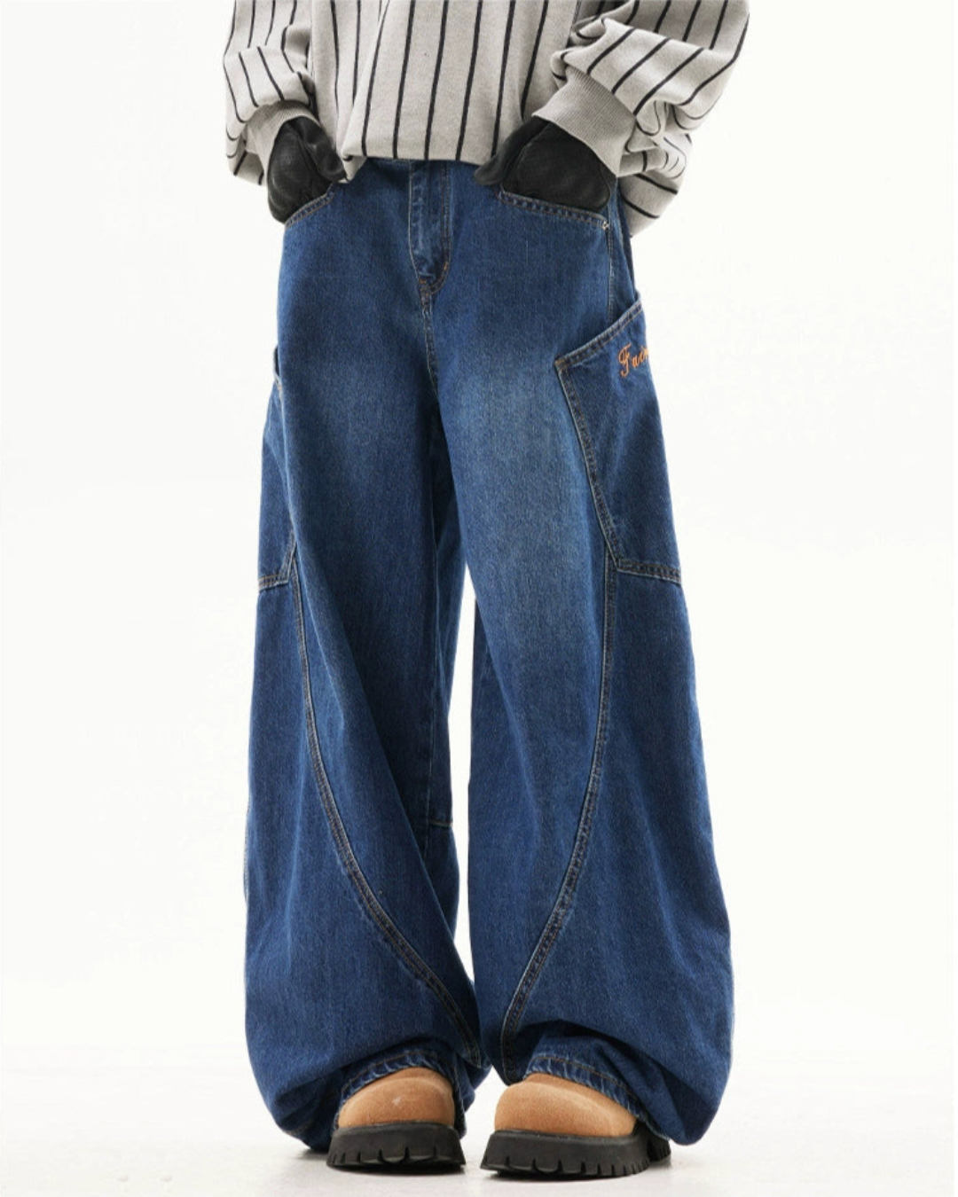 Wide Side Pocket Cropped Wide Jeans