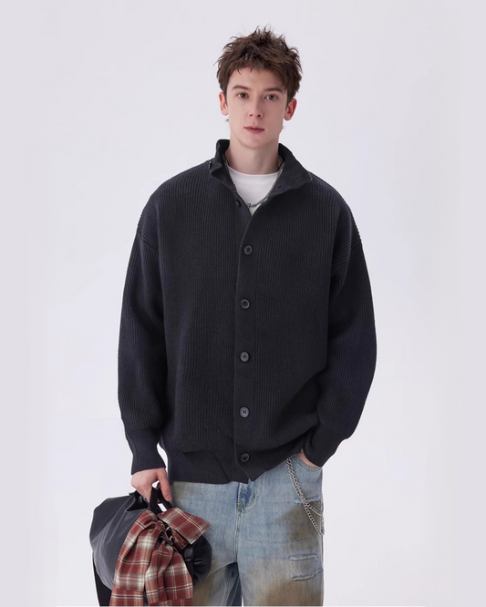 Casual Stand-Up Collar Knitwear Cardigan