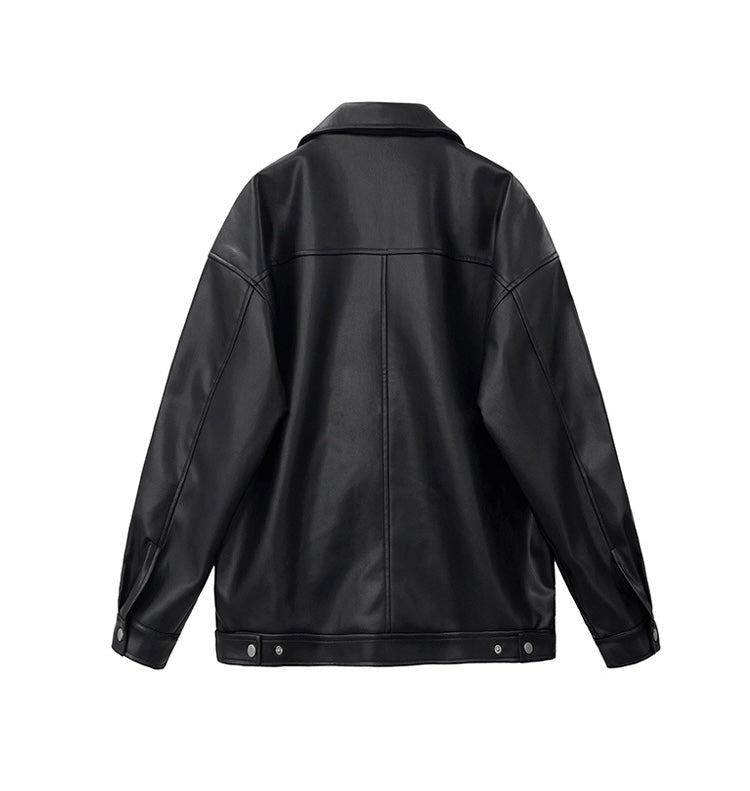 N.31001 Faux Leather Zipper Jacket