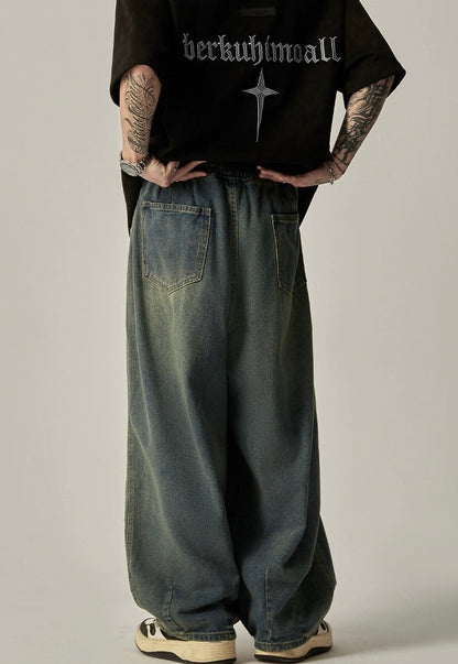 N.22007 Retro Washed Distressed Drawstring Jeans