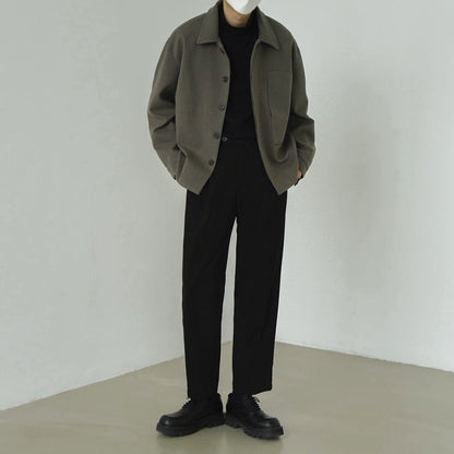 N.31008 Woolen Solid Collar Jacket