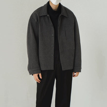 N.31008 Woolen Solid Collar Jacket