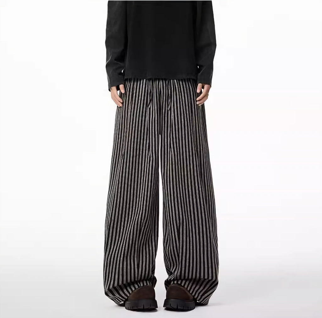 Vertical Striped Slacks Straight-leg Pants