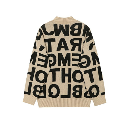 N.14002 Crew Neck Letter Pattern Sweater