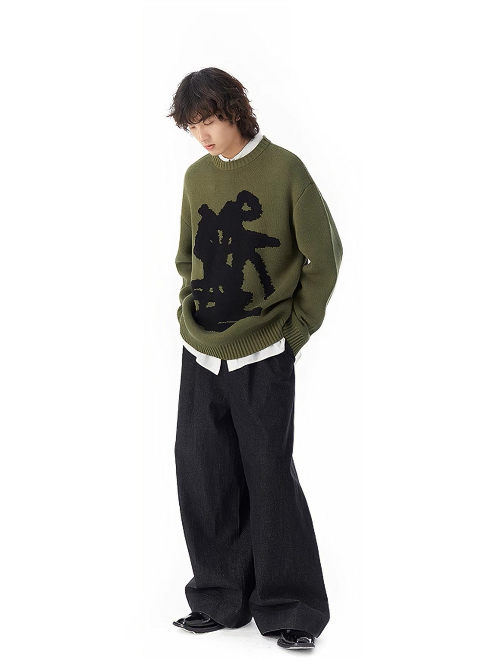 Sneaky Knitted Crewneck Sweater Loose Top
