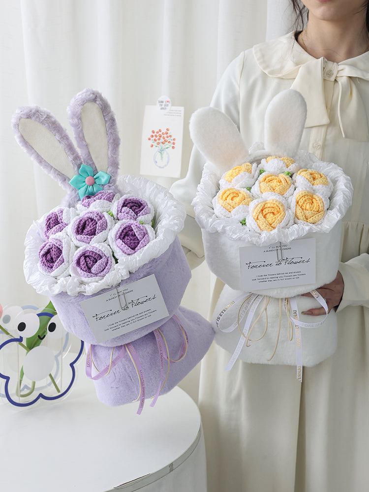 Bunnie roses handcrafted flowers bouquet