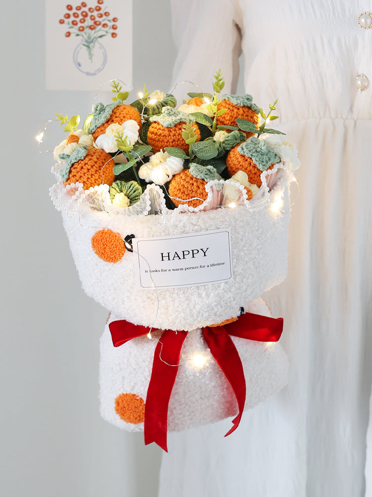 Cutie crochet apple strawberry flower bouquet