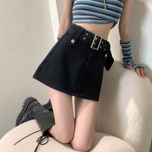 SK04 | A-line bag hip high waist short denim skirt trendy