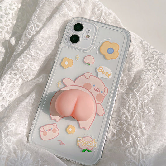 Three-dimensional Piglet Squishy Butt Phone Case (In-stock)