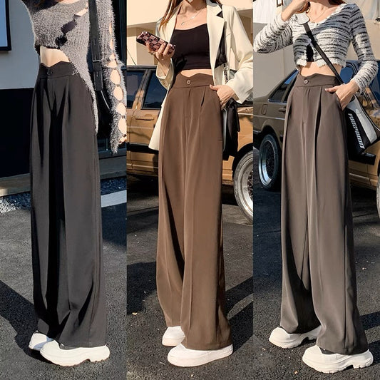 High waist trousers small straight casual pants